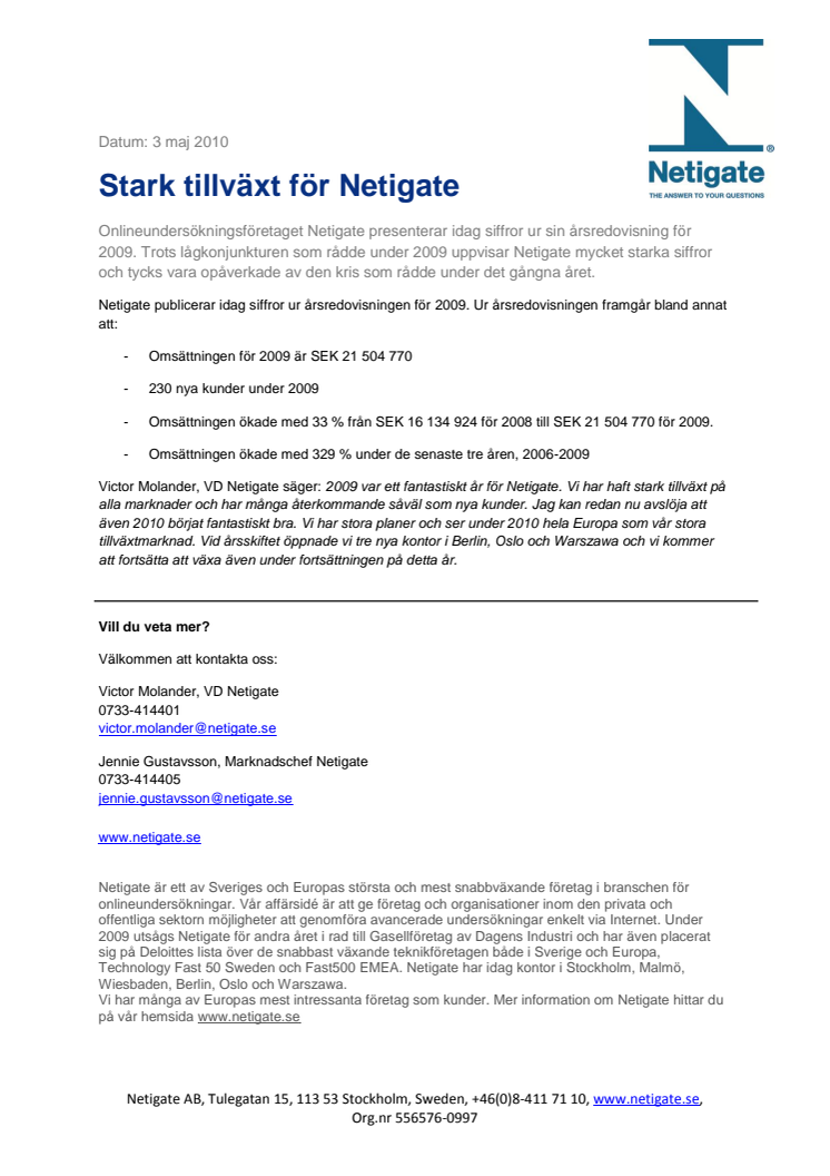 Stark tillväxt för Netigate