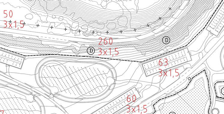 Bygglovsritning med gravplatser (detalj)