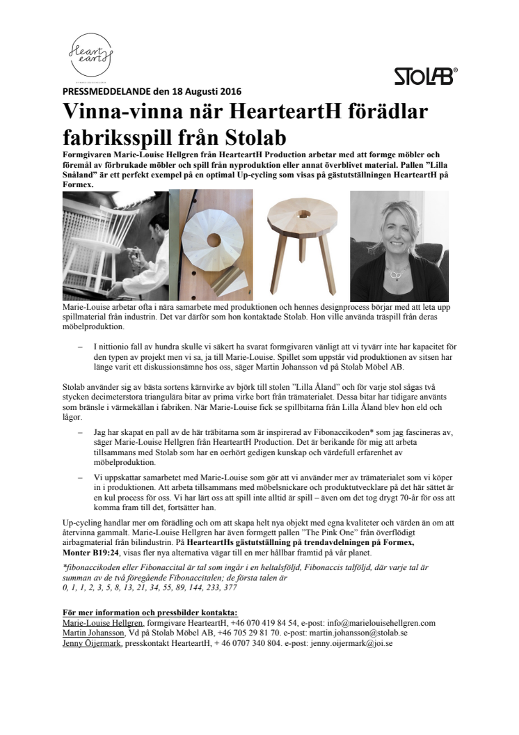 Vinna-vinna när HearteartH förädlar fabriksspill från Stolab