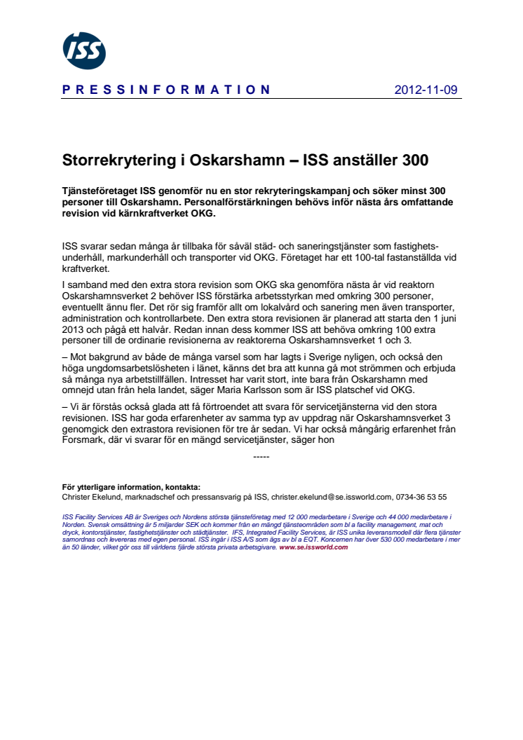 Storrekrytering i Oskarshamn – ISS anställer 300