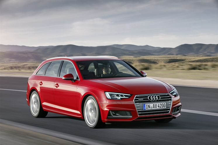 A4 Avant right side front dynamic in Tango Red