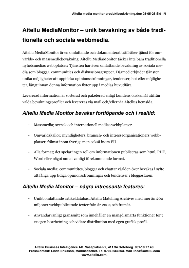 Aitellu MediaMonitor produktbeskrivning pdf