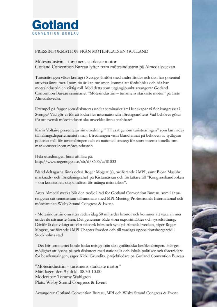 PRESSINFORMATION FRÅN MÖTESPLATSEN GOTLAND
