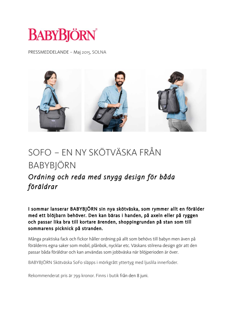 SOFO – En ny skötväska från BabyBjörn