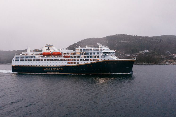 Havila Capella at the home port, Fosnavaag. 