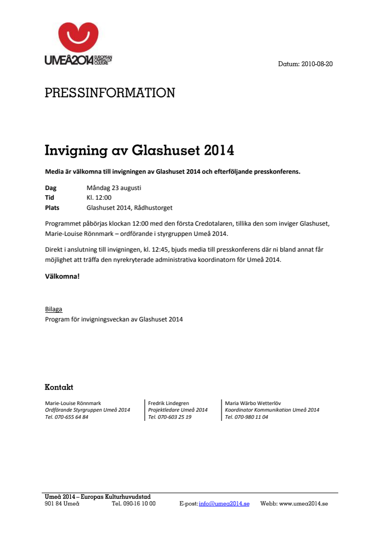 Invigning av Glashuset 2014