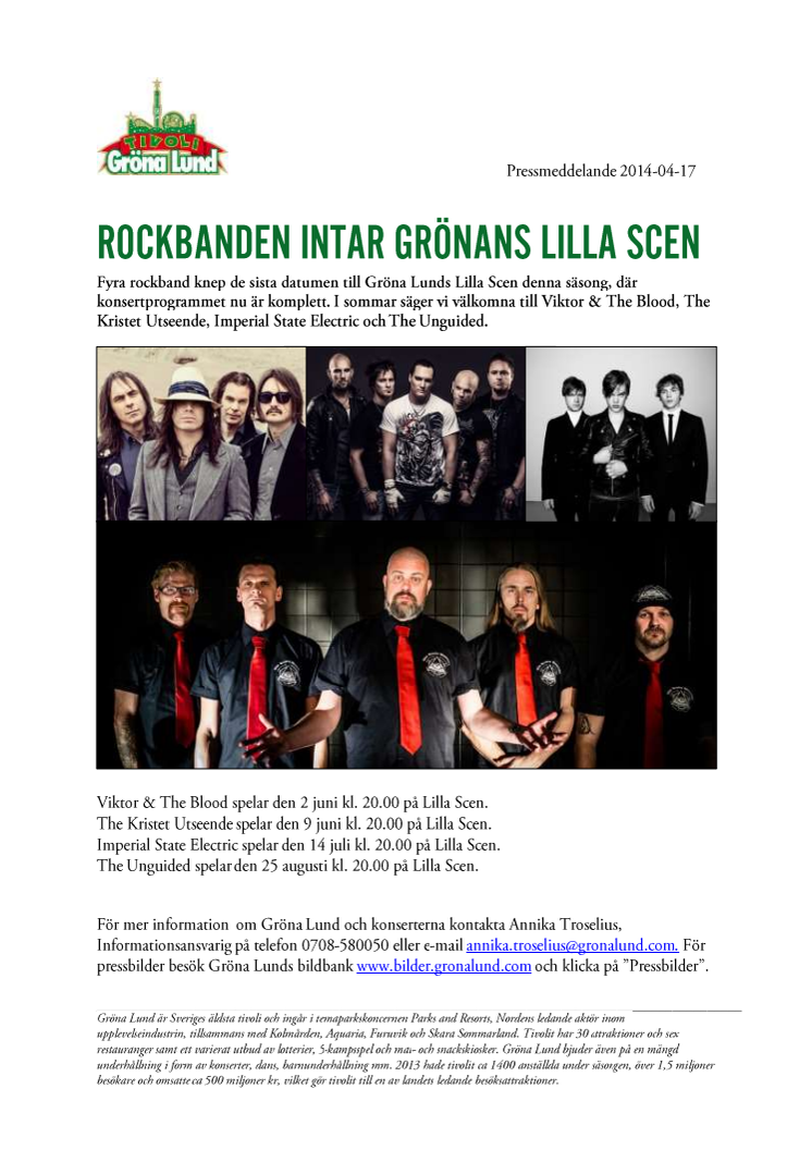 Rockbanden intar Grönans Lilla Scen