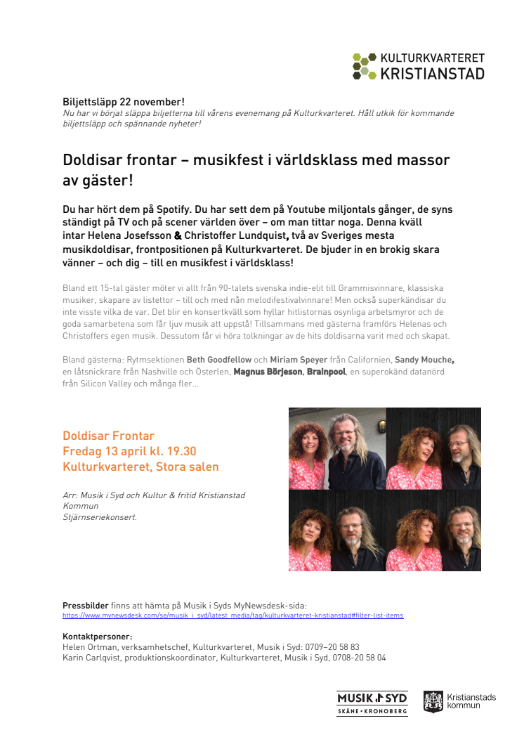 Doldisar frontar – musikfest i världsklass med massor av gäster!
