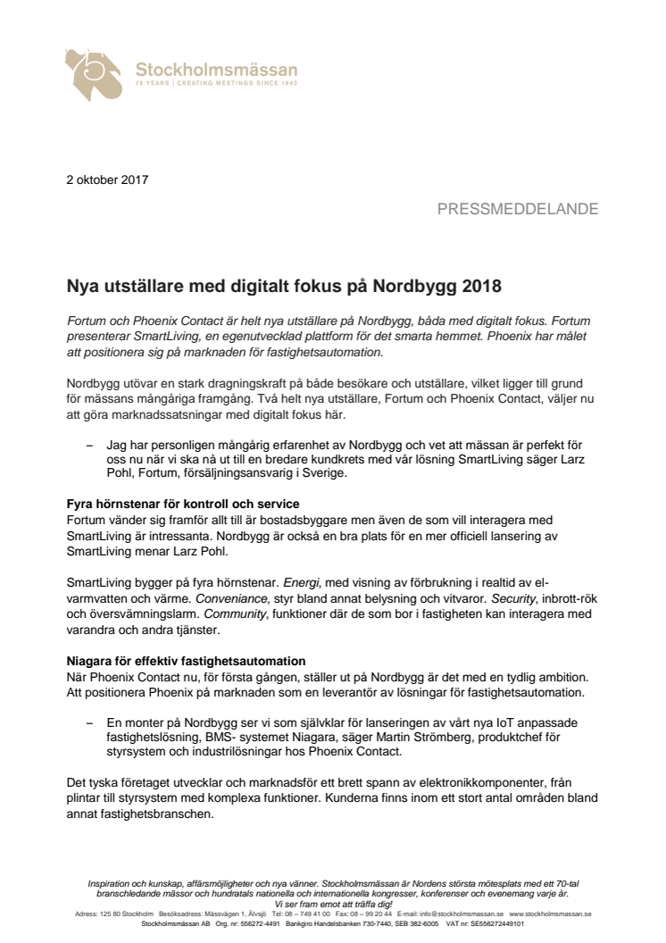 Nya utställare med digitalt fokus på Nordbygg 2018