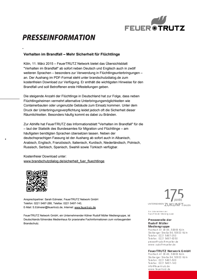 Verhalten im Brandfall – Mehr Sicherheit für Flüchtlinge