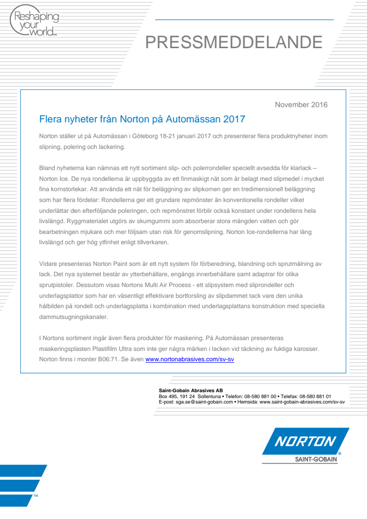 Flera nyheter från Norton på Automässan 2017