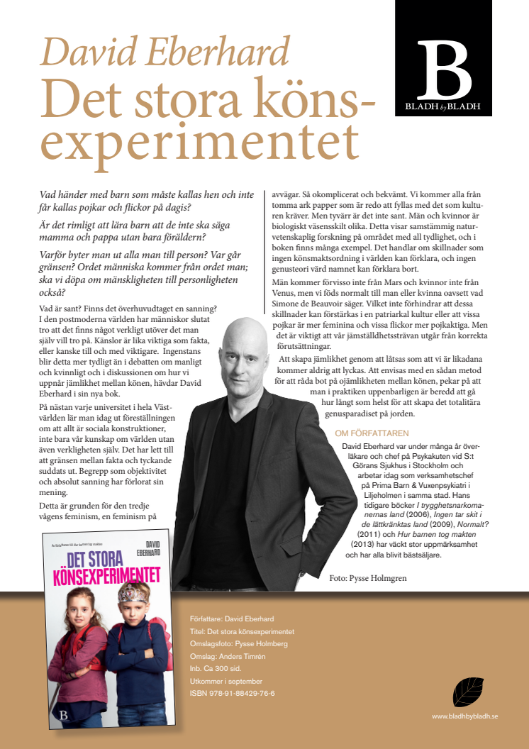 Det stora könsexperimentet - ny bok av David Eberhard 