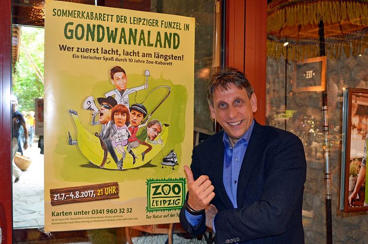 Thorsten Wolf, Direktor der Leipziger Funzel freut sich auf ein volles Haus zum Sommerkabarett im Zoo Leipzig