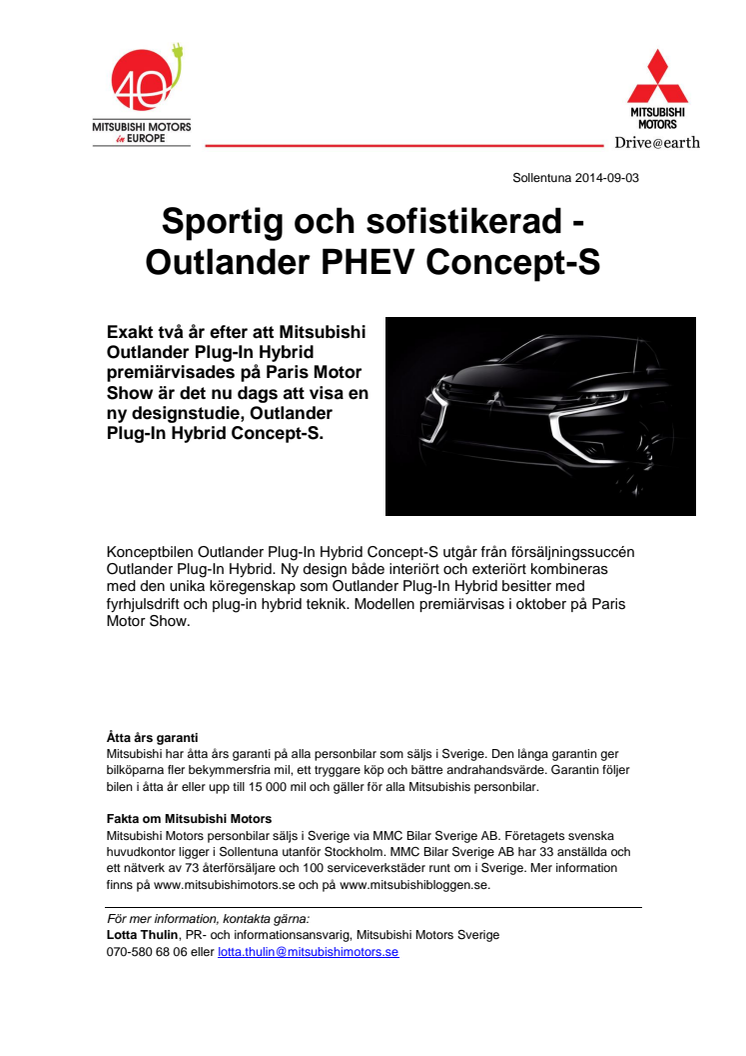 Sportig och sofistikerad - Outlander PHEV Concept-S