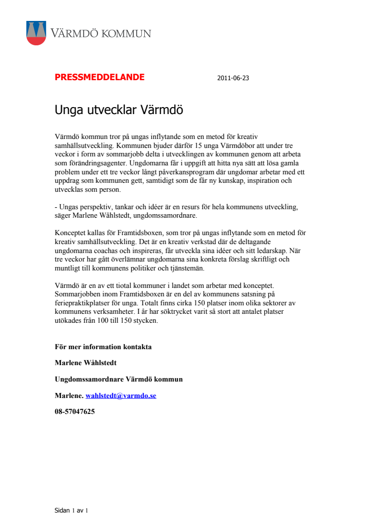 Unga utvecklar Värmdö