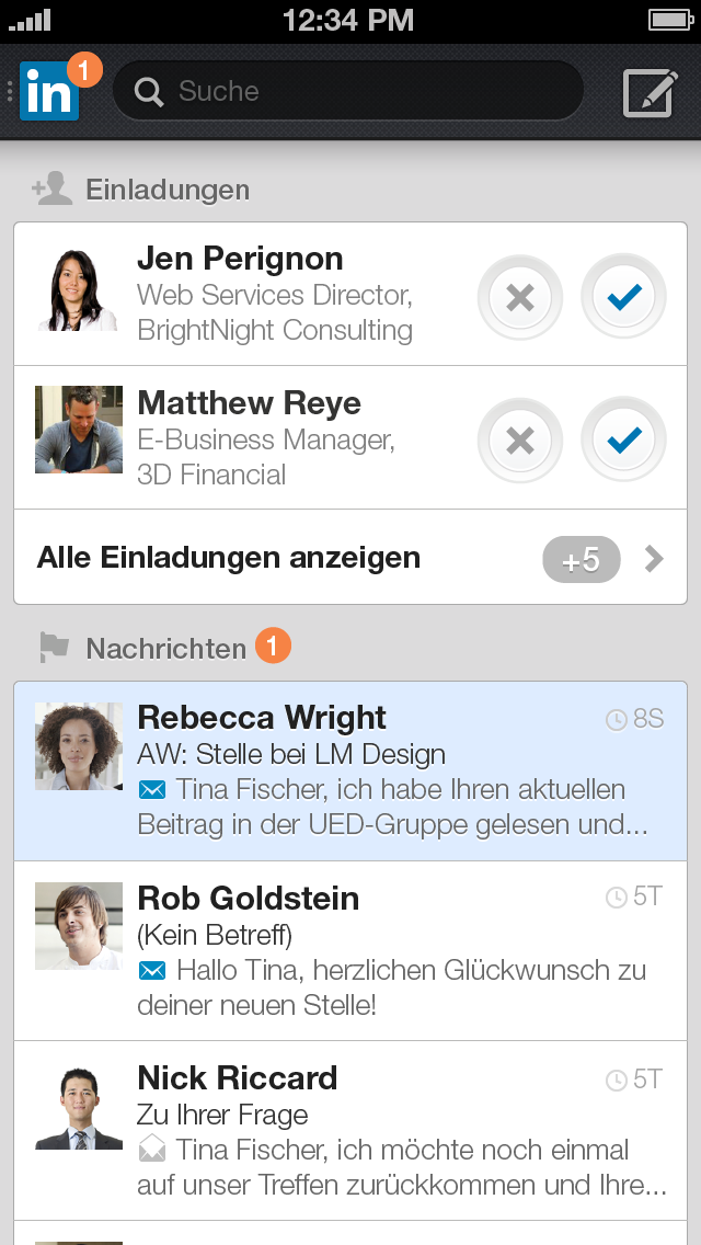 Screenshot LinkedIn Iphone5 Inbox