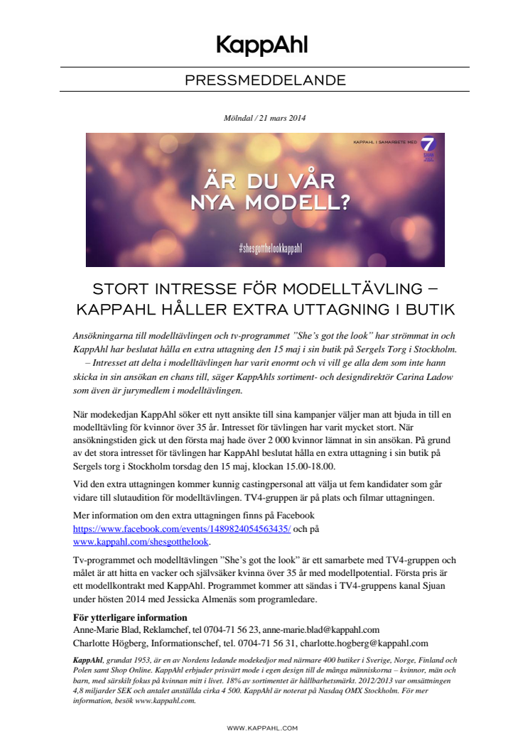 Stort intresse för modelltävling – KappAhl håller extra uttagning i butik