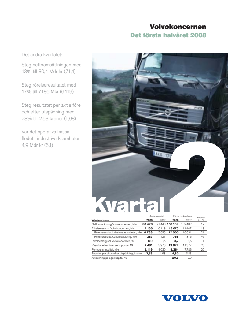 Volvokoncernen: Det första halvåret 2008