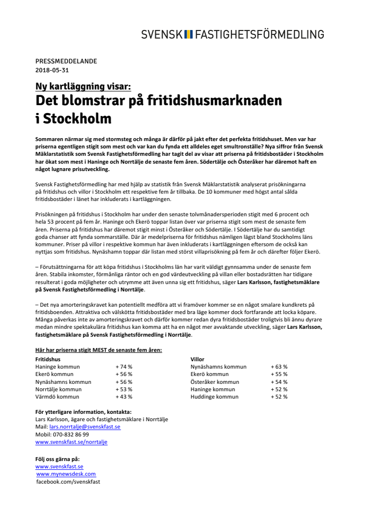 Ny kartläggning visar: Det blomstrar på fritidshusmarknaden  i Stockholm