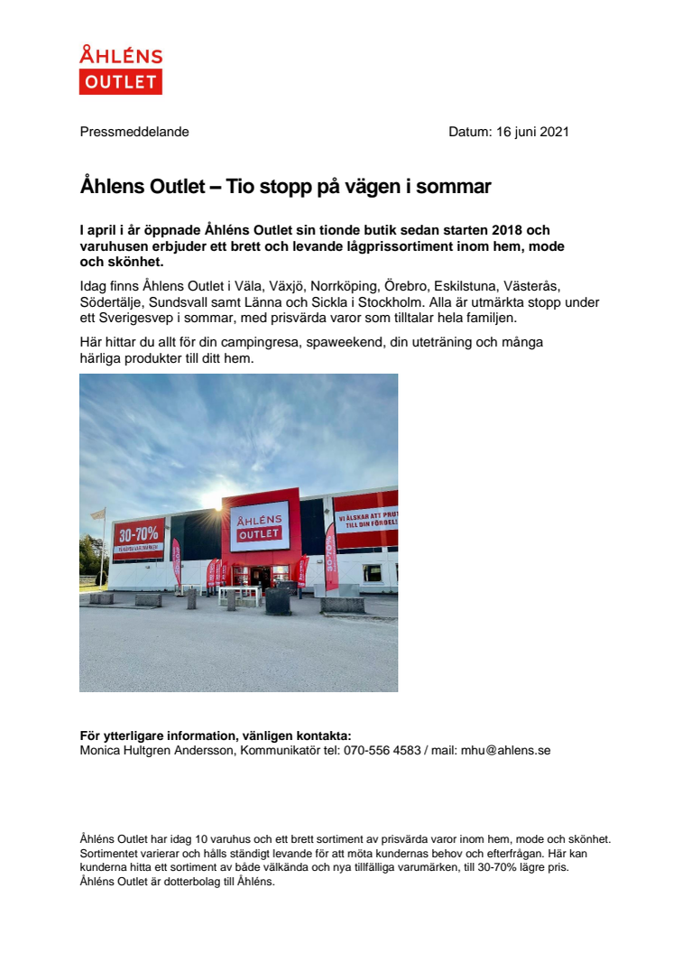  Åhlens Outlet – Tio stopp på vägen i sommar