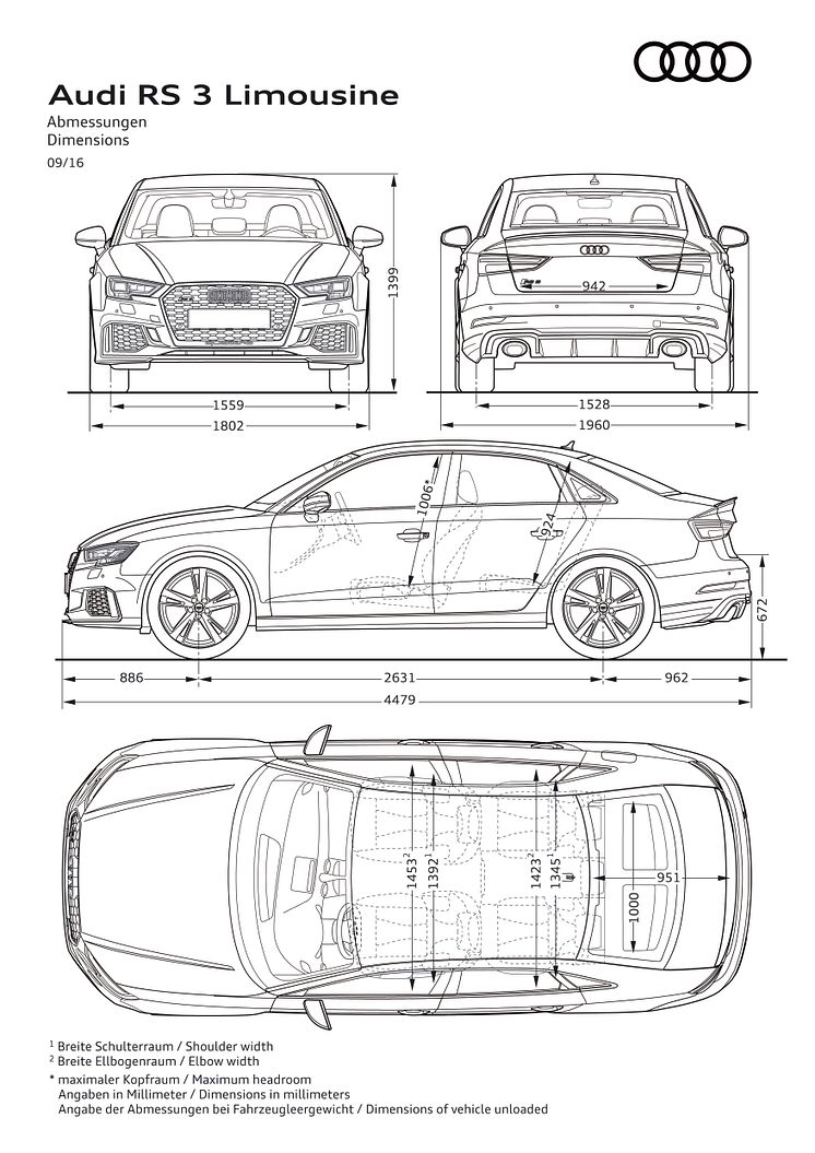 Audi RS 3 Limousine - dimensioner