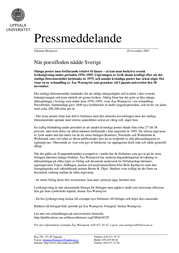 När poesifloden nådde Sverige