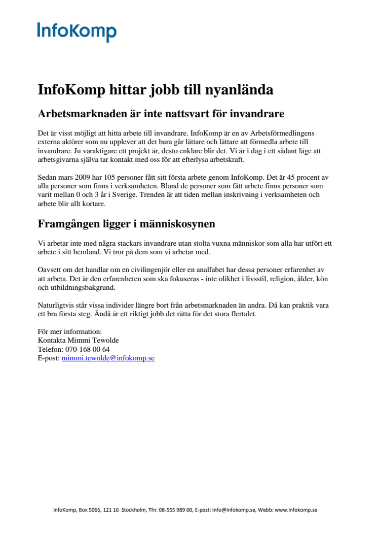 InfoKomp hittar jobb till nyanlända invandrare
