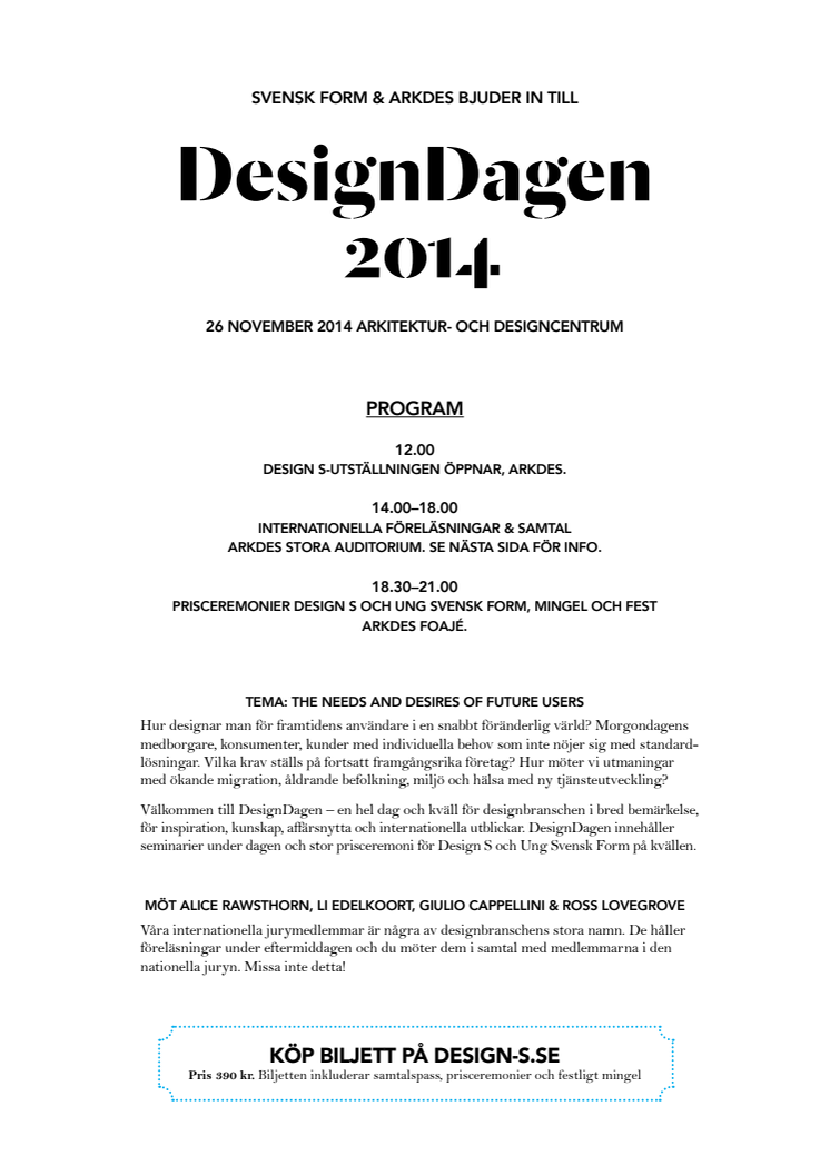 DesignDagen 26 nov – inbjudan och program