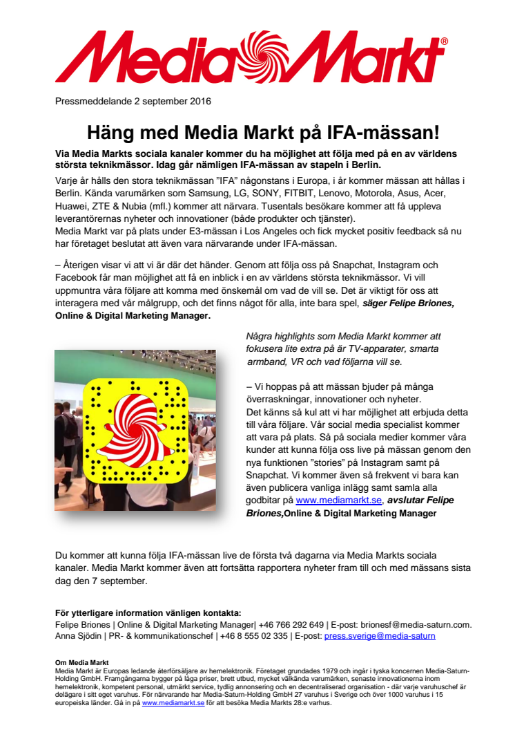 Häng med Media Markt på IFA-mässan!
