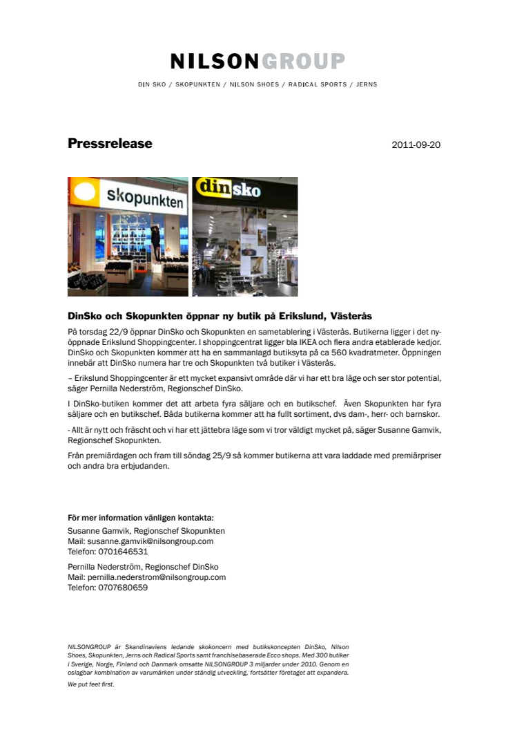 DinSko och Skopunkten öppnar ny butik på Erikslund, Västerås