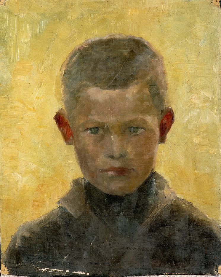 Marie Krøyer, Pojke med röda öron, 1885. Olja på duk, 31,5 x 25,5 cm. 