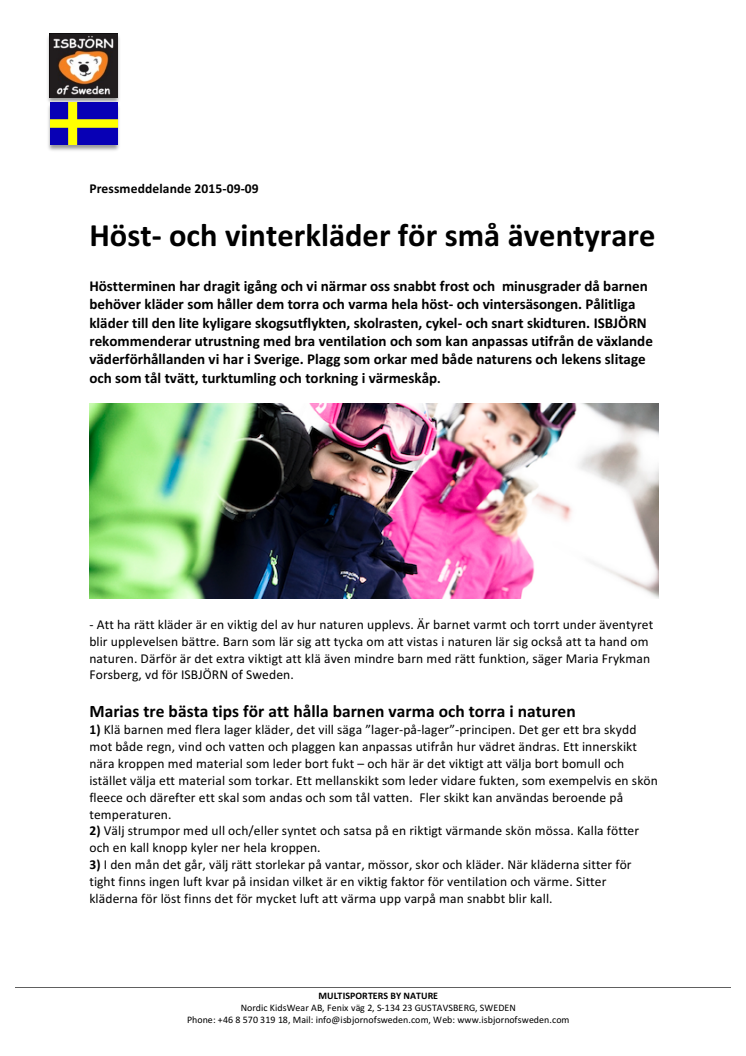 Höst- och vinterkläder för små äventyrare 