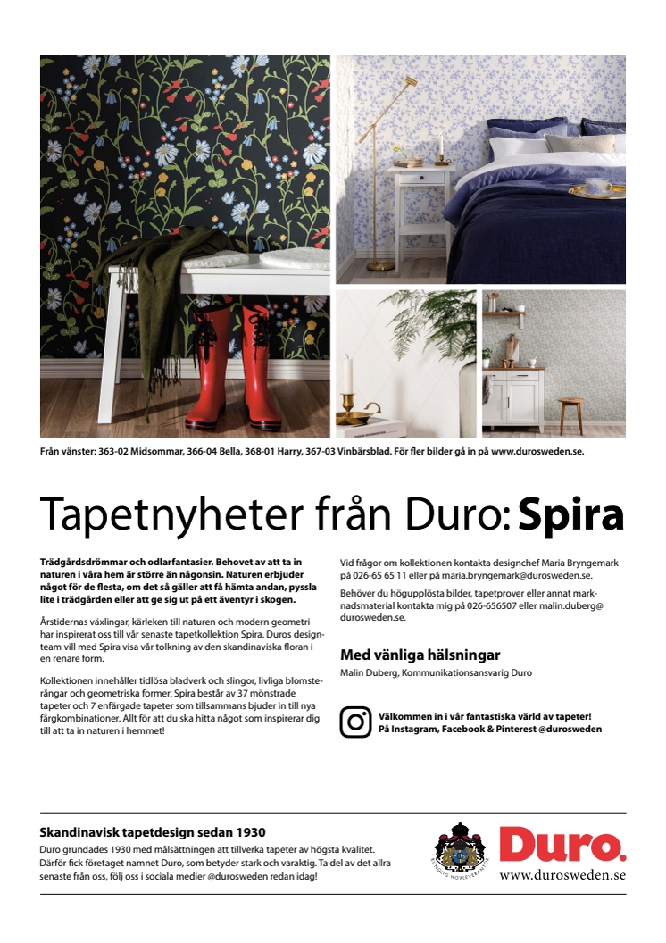 Tapetnyheter från Duro: Spira