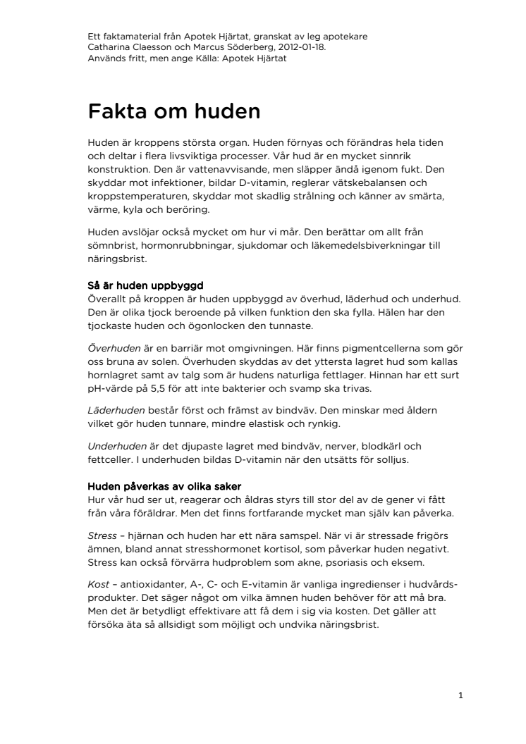 Fakta om huden