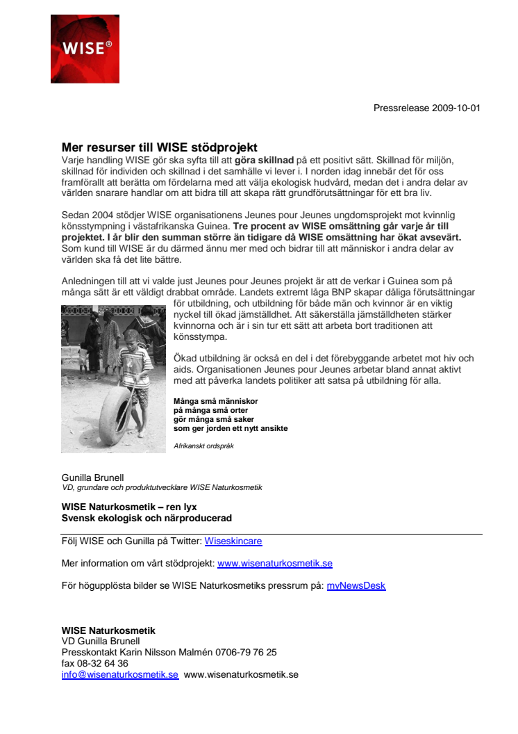Mer resurser till Wise stödprojekt