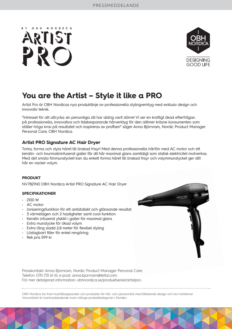Artist PRO Signature AC Hair Dryer