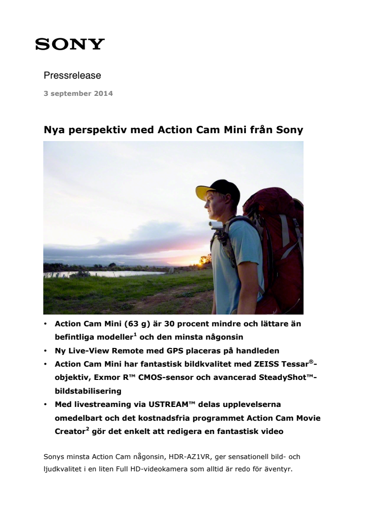Nya perspektiv med Action Cam Mini från Sony 
