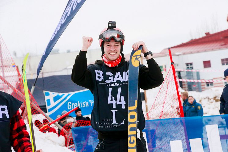 Anton Axellie, vinnare alpina klassen i LTU Big Air 2019 på Luleå tekniska universitet