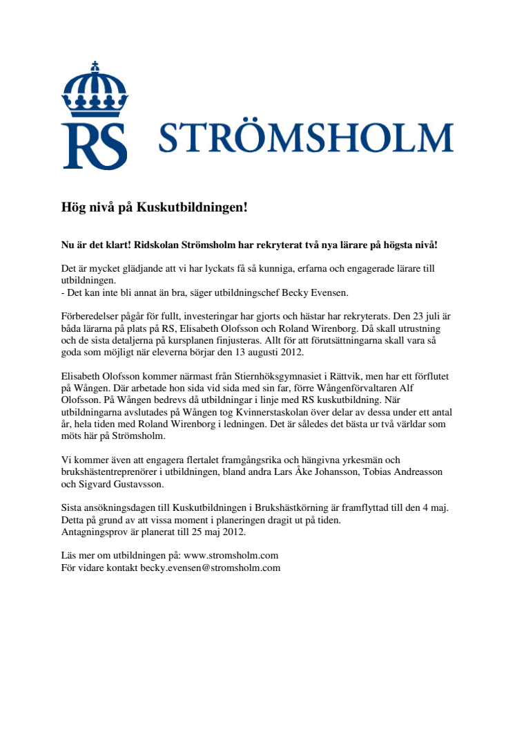 Hög nivå på Strömsholms kuskutbildning
