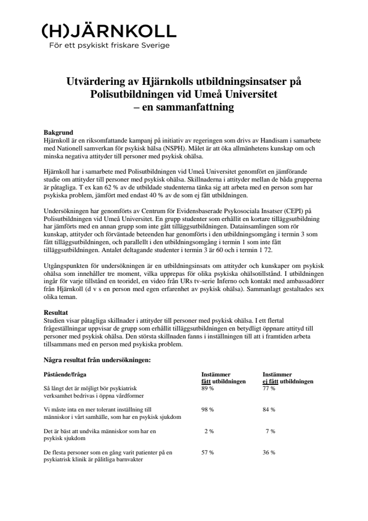 Utvärdering av utbildningsinsatser på Polisutbildningen vid Umeå Universitet