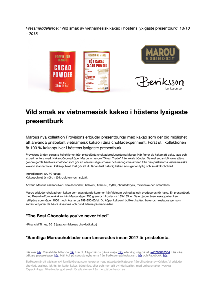 Vild smak av vietnamesisk kakao i höstens lyxigaste presentburk