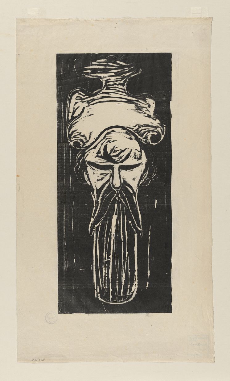 Edvard Munch: Mannshode under kvinnebryst / Man's Head Beneath Woman's Breast (1898)