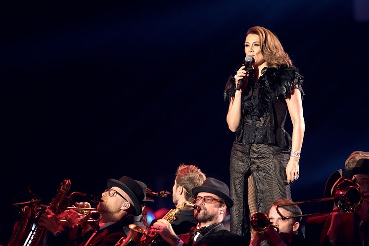 Jill Johnson uppträdde under Idrottsgalan den 15 januari 2018 i Stockholm.