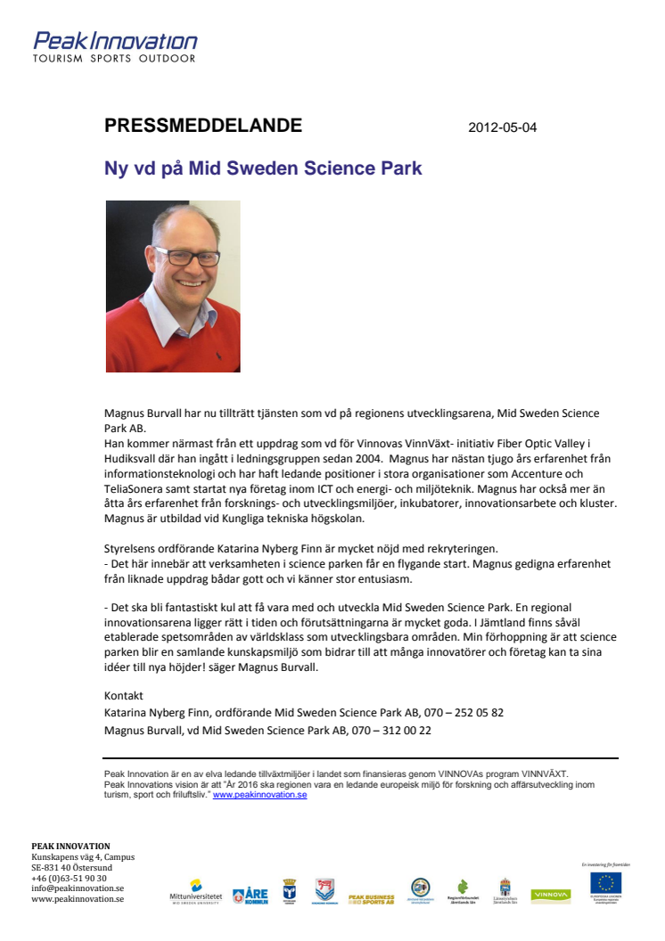 Ny vd på Mid Sweden Science Park