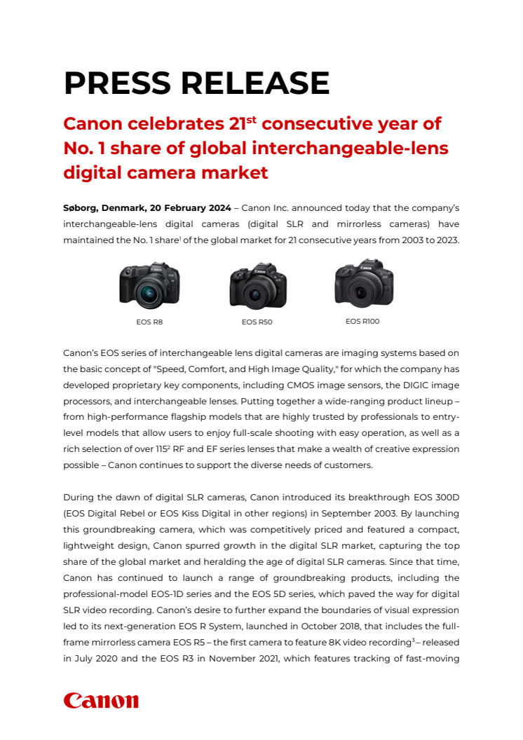 Canon No. 1 share of global interchangeable-lens digital camera market press release.pdf