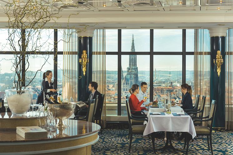Offers an impressive view: The Panorama Restaurant, Maritim Hotel Ulm, Germany.