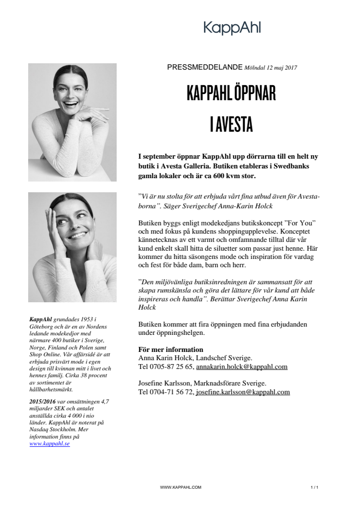 KappAhl öppnar i Avesta