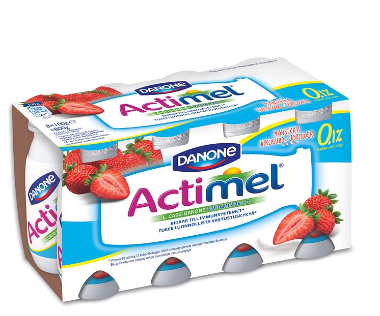 Actimel Jordgubb 0,1% 8-pack