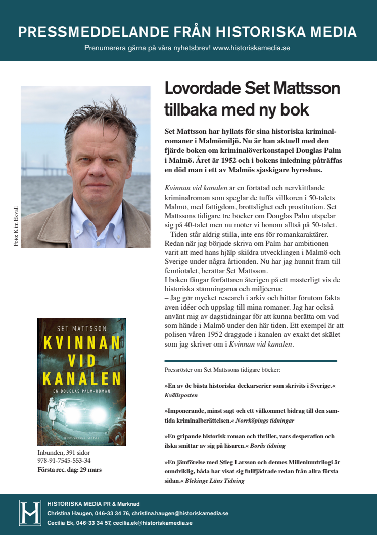 Lovordade Set Mattsson tillbaka med ny bok