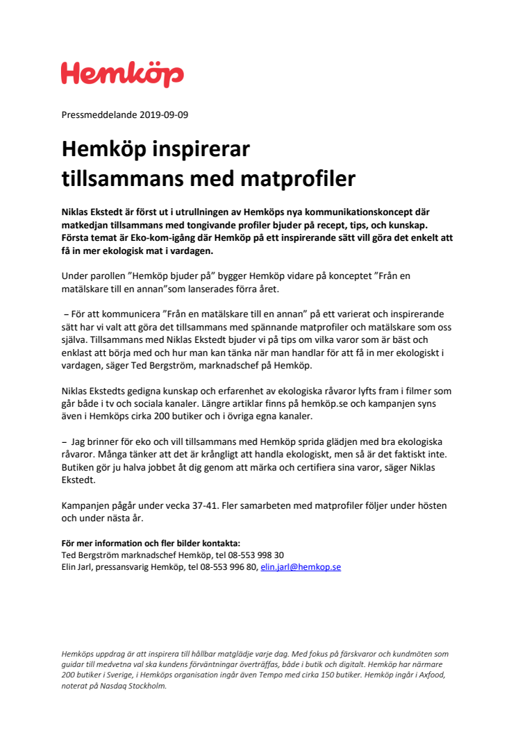 Hemköp inspirerar tillsammans med matprofiler